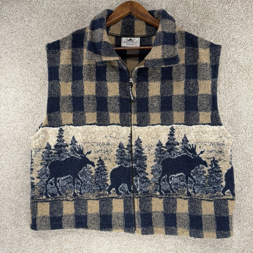 Black Mountain Outdoor Women Vest 2x Full Zip Pockets Moose‎ Bears USA Rustic